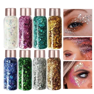 Eye Glitter Nail Hair Body Face Gel Mermaid Sequins Eyeshadow Theatrical Makeup Festival Party Cosmetics Natural Plant 42g