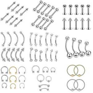 F136 G23 Titanium Daith Lip Ring, External Thread, Curved Eyebrow Ring, Round Ball Body Piercing Jewelry