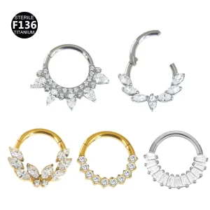 F136 Titanium Alloy 8 10mm Diamond encrusted Gold Crown Wings Butterfly Nose Ring Body Jewelry Unisex Wedding