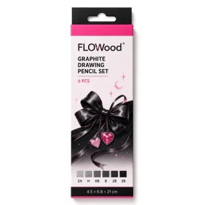 FLOWood 6Pcs Graphite Drawing Pencil Set 2H H HB B 2B 3B Wooden Sketch Pencils for Artist Student Sketching Painting Custom Logo