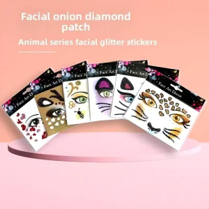 Face Art Decor Sticker Glitter Face Sticker Temporary Face Tattoo Festival Face Decal Leopard Print Face Sticker