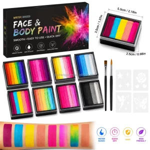 Face & Body Paint Water Activated SFX Makeup Palette Professional Safe Non Toxic Art Painting Kit For Halloween Cosplay