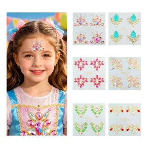 Face Crystal Tattoo Sticker Self-Adhesive Gems Forehead Sticker Makeup Diamond Face Sticker for Women Festival Party