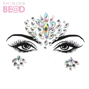 Face Gem Jewels Colorful Crystal Sticker Gem Eye Body Jewel Rhinestone Skin Safe Temporary Tattoo Stickers for Festival Party