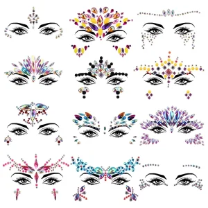 Face Gem Jewels Rave Colorful Crystal Eye Face Body Rhinestone Stickers for Festival Party