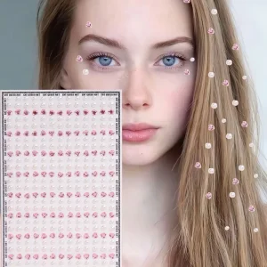 Face Gem Jewels Rave Crystal Rhinestone Stickers with 3D Design for Temporary Body Art at Festival Party