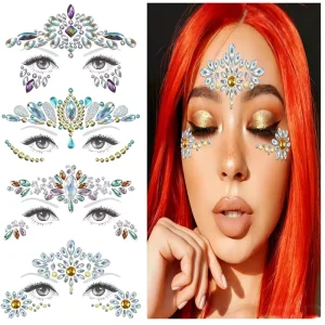 Face Gem Jewels Rave Face Crystal Gem Eye Face Body Jewel Crystal Rhinestone Stickers for Festival Party