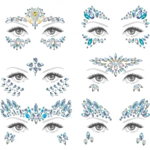 Face Gem Jewels Rave Face Crystal Gem Eye Face Body Jewel Crystal Rhinestone Stickers for Festival Party