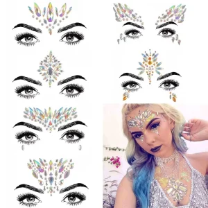 Face Gem Jewels Rave Face Crystal Gem Eye Face Body Jewel Crystal Rhinestone Stickers for Festival Party