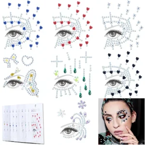 Face Gem Stickers for Festival Party Jewels Rave Face Crystal Gem Eye Face Body Jewel Crystal Rhinestone