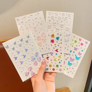 Face Gems Self Adhesive Butterfly Face Jewels Rave Accessories PVC Sticker UV Printing Heart Festival Essentials Hair Gems