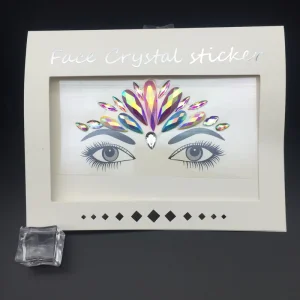 Face Gems Temporary Removable Tattoo Stickers Gold Stamped Die Cut Crystals Rhinestones Diamonds Face Jewelry Rave Festival
