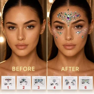 Face Jewels Rhinestone Stickers Self-Adhesive Forehead Crystal Festival Party Body Makeup Stickers