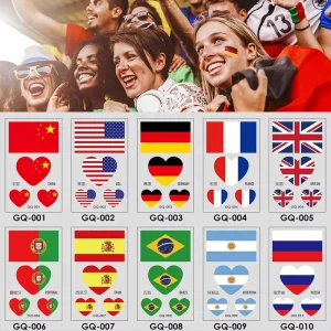 Face Makeup Tattoo Stickers Waterproof Tattoos Football Fun Face Flag Temporary Tattoo Stickers