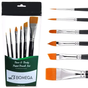 Face Paint Brush Set 6pcs Artist Brushes for Body Face Painting Acrylic Painting Watercolor Oil Gouache
