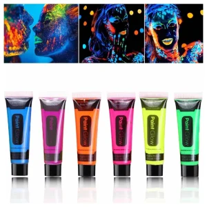 Face Paint Kit 6 Pcs Glow in the Dark Face Paint Easily Cleanable Face Paint Makeup for Party Supplies