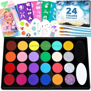 Face Painting Kit for Kids Non Toxic and Hypoallergenic Face Paint Makeup Kit with Stencils Book Easy to Use and Safe for Kids