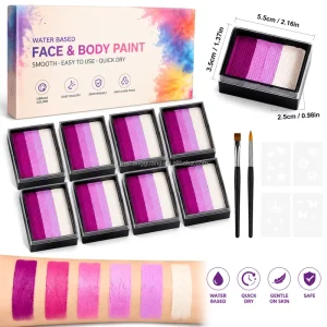 Face Painting Kit for Kids Water Based Non Toxic Paint With Stencils Brushes Professional Body Makeup Kit for Birthday Halloween