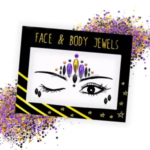Face Stickers Halloween Rhinestone Face Jewels Temporary Tattoo Gem Crystal Acrylic MSDS Temporary Tattoo for 6 Months