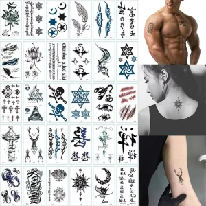 Face Temporary Tattoos Skin Safe Face Neck Hands Arm Tattoos Sticker 30 Sheets Tattoos for Adults Men Women Girls Kids