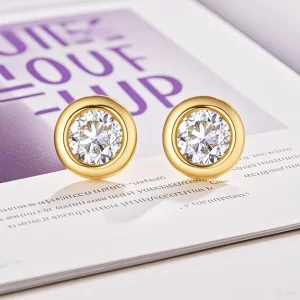 Factory 18k Gold Stud Earrings Lab Grown Diamond Jewelry Certified Classic Style Women’s Round Fine for Wedding