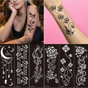 Factory Beautiful Body Art Hollow Tattoo Stencil Stickers Used With Henna