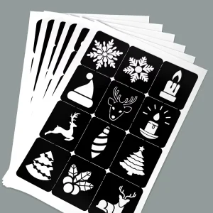 Factory Christmas Hand Foot Glitter Black Non-Toxic Professional Temporary Tattoo Sticker Stencil Self-Adhesive PVC Waterproof
