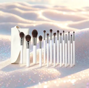 Factory Custom 15 Pieces Wood Makeup Brush Set with Carry Bag Private Label Cosmetic Brushes for Face & Eyes Makeup