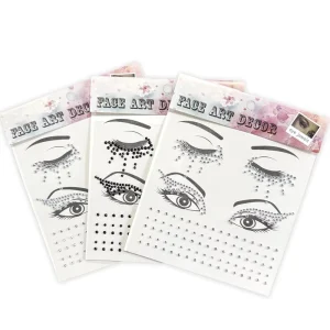 Factory Custom DIY Face Gems Self Adhesive Gold Stamping Decorative Rhinestone Stickers Durable Removable Jewels
