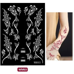 Factory Custom Finger Hand Tattoo Stencil Hollow Template with Spray Paint & Henna Paste Model 888 Customizable