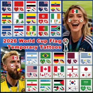 Factory Custom High Quality Waterproof National Flag Temporary Tattoo Sticker Water Transfer Face Body Decals for Sports Events