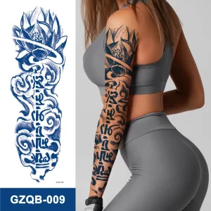 Factory Customized Large Size Temporary Juice Semi Permanent Lasting 14 Days Full Arm Sleeve Tattoo Sticker