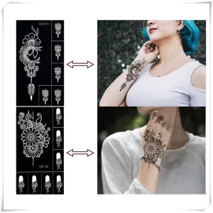 Factory Customized Shaped Body Art Diy Henna Black Tattoo Stencils Template Hollow Henna Tattoo Stencils