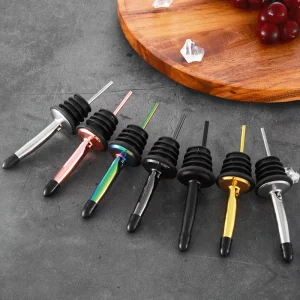 Factory Direct 304 Stainless Steel Wine Bottle Speed Pourer Dispenser Spout with Stopper Sleeve for Bar Restaurant Kitchen