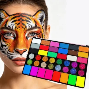 Factory Direct Children’s Multi Colors Glow Dark Face Paint Set Glitter Sequins Natural Plant Water Based Non Toxic Face Body