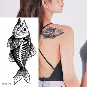 Factory Direct Water-Resistant Body Art Tattoo Sticker Widely Used on Back Arm Leg for Temporary Fish Design