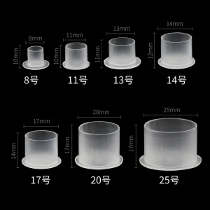 Factory Disposable Eco Friendly Plastic Tattoo Ink Cups Multiple Sizes 14*17mm Transparent for Permanent Makeup