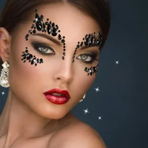 Factory Face Jewels Tattoo Rhinestone Shiny Black Eye Diamond Stickers Rave Crystals Body Sticker for Festival Decoration