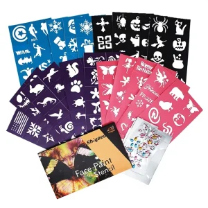 Factory Halloween Body Painting Hollow Tattoo Sticker Template Cosplay Party Holiday White Card Large Size 203 Patterns American