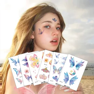 Factory Hot Selling Custom 3D Sexy Colorful Butterfly Temporary Waterproof Tattoo Stickers