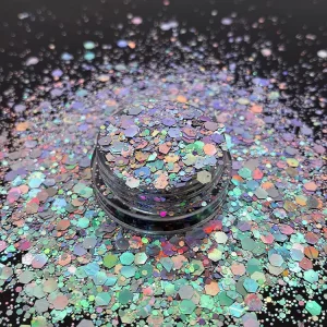 Factory New Bulk Hexagon Holographic Glitter Polyester Mix Chunky Body Glitter Flakes Powder for Christmas Decorations Nail Art