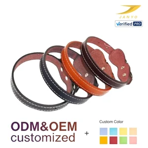 Factory ODM OEM Custom Real Cow Leather Pet Collar Multi Color Soft Cowhide Lining Adjustable Silver Hardware Dog Neck Collar