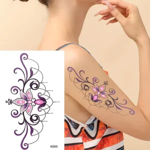 Factory OEM Animal Temporary Transfer Tattoo Stickers Colorful Cut Painting Flowers Style Body Arms Fake Temporary Tattoo