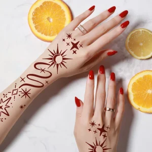 Factory OEM Hand Body Feet Henna Tattoo Stencils Floral Moon Star Pattern Art Templates Ethnic Waterproof DIY Hollow Stencils