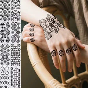 Factory OEM Hand Foot Body Mini Henna Tattoo Stencils Body Art Templates Personalized Waterproof Hollow Tattoo Sticker Stencils