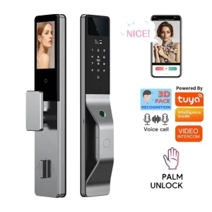 Factory Price Face Recognition Palm Vein WIFI Intercom Smart Door Lock Modern Design Easy Installation Handles