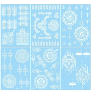 Factory Price Water Transfer Waterproof Temporary Tattoo Sticker Mehndi White Design Henna Tattoo for Beauty Use