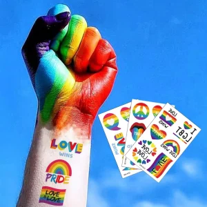 Factory Rainbow LGBT Face Tattoo Sticker Temporary Anti-War Tattoos for Pride Parade and Gay Party