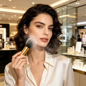 Factory Single Flame Loose Powder Makeup Brush Private Label Custom Bamboo Joint Gold Metal Handle Face Cosmetic Brush