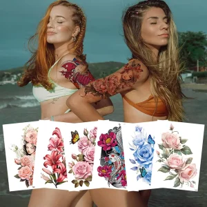 Factory Supplies Temporary Tattoos Sexy Flower Arm Tattoo Sticker Women for Body Chest Waist Neck